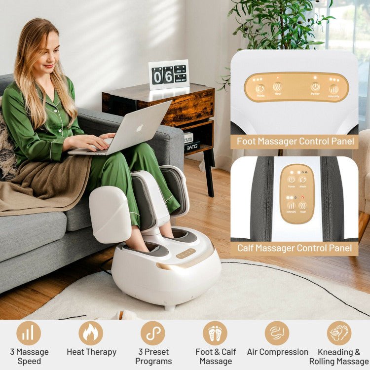 Premium 2-In-1 Electric Shiatsu Foot Calf Massager With Heat Function