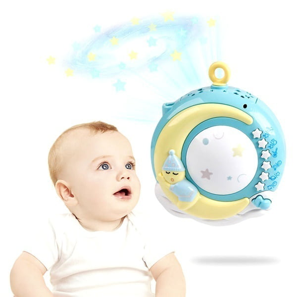 English Songs Musical Baby Crib Mobile with Projection Music Box Rattle Bed Bell Toys for 0-18 Months (without Battery)