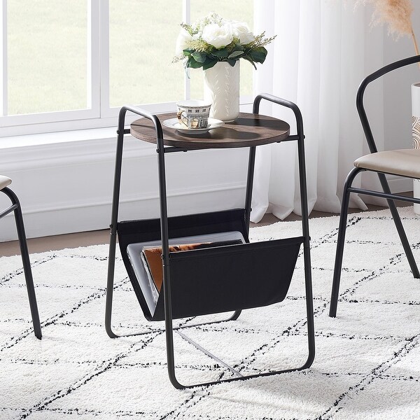 VECELO Modern Round Side Table/End Table with Storage Area