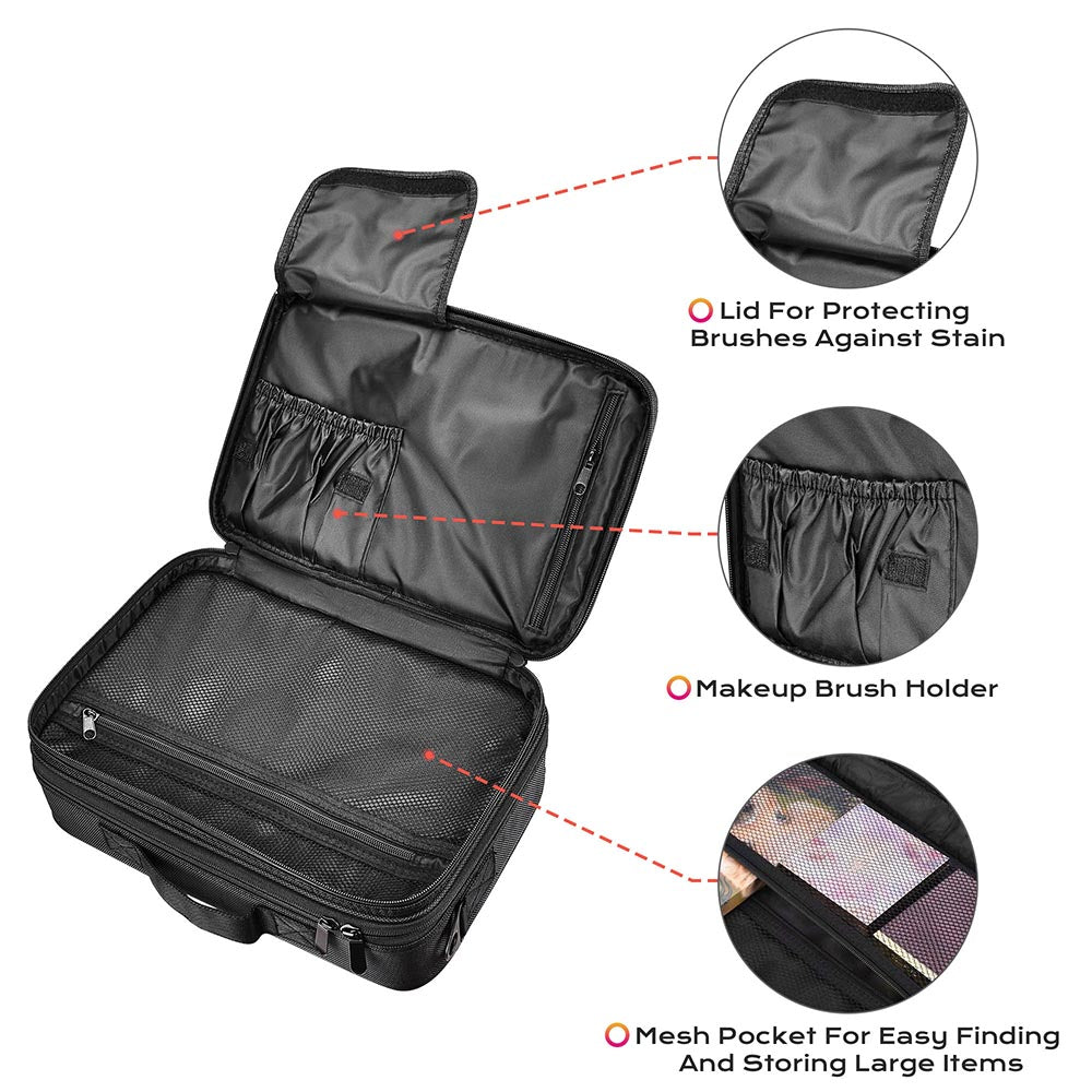 Byootique Portable Oxford Makeup Artist Soft Train Bag Case 13x9x4