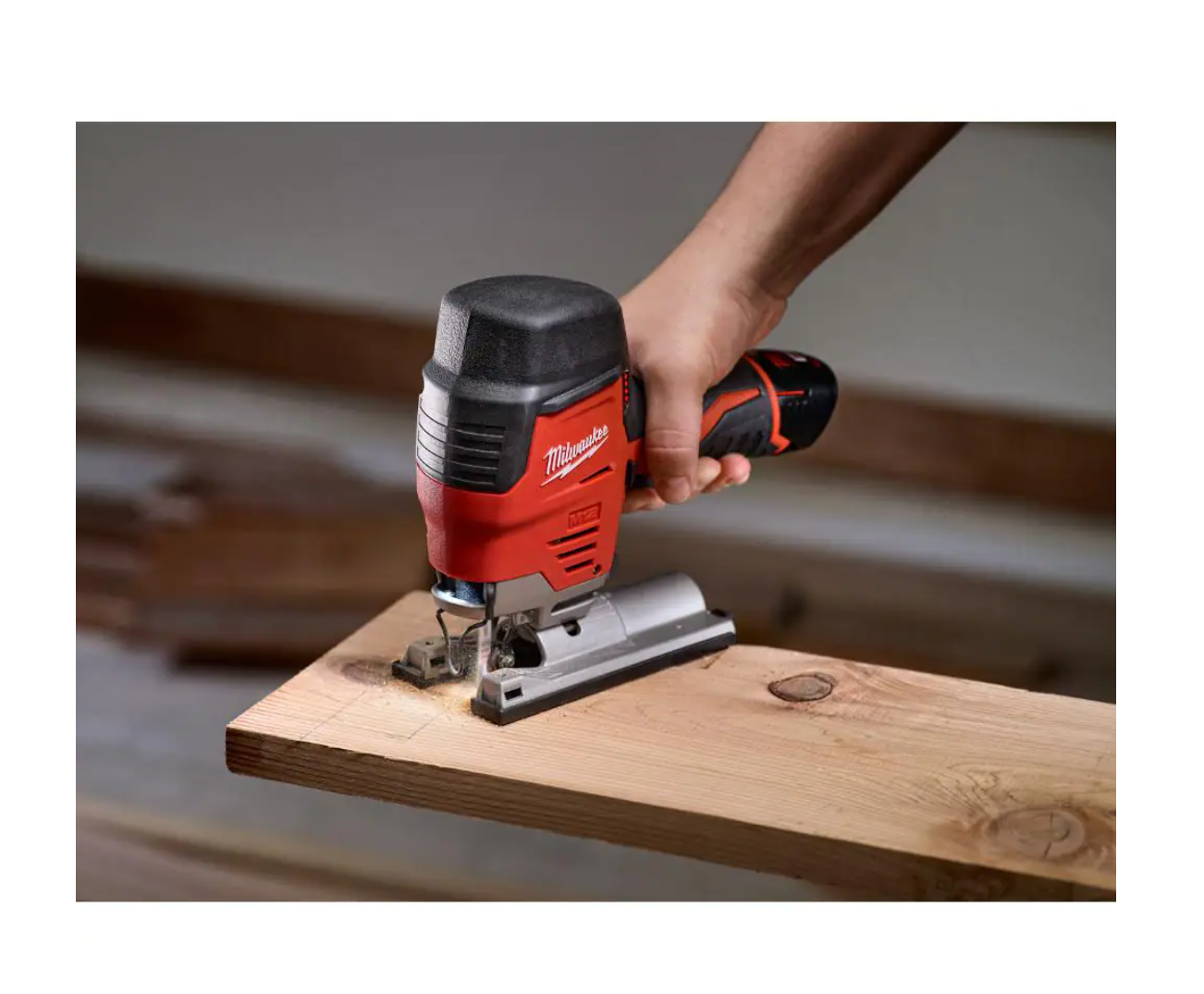 Milwaukee 2445-20-2457-20-48-11-2460 M12 12V Lithium-Ion Cordless Jig Saw with M12 3/8 in. Ratchet and 6.0 Ah XC Battery Pack