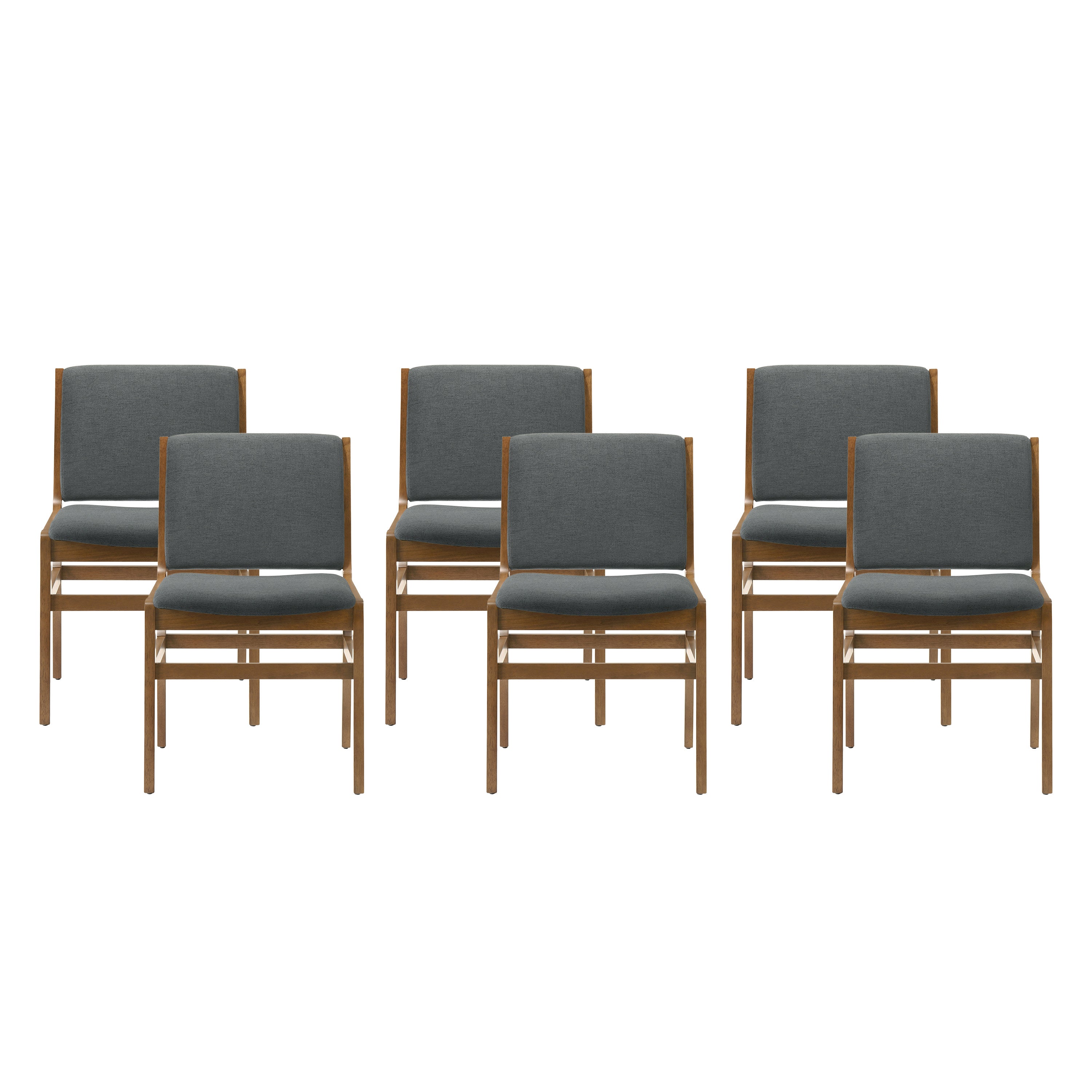 Galtin Contemporary Fabric Upholstered Wood Dining Chairs, Set of 6