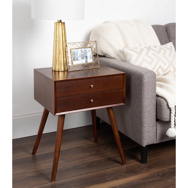 Kate and Laurel Finco Nightstand Side Table with 2 Drawers