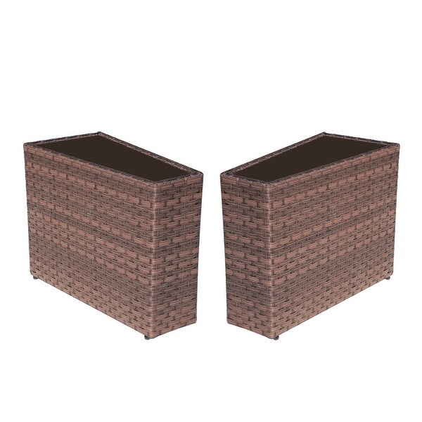 2piece Outdoor Wicker Arm Table Patio Side Table