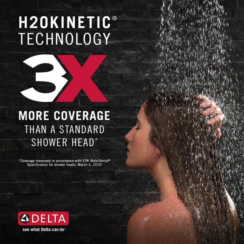 Delta 3-Spray Patterns 1.75 GPM 7.63 in. Wall Mount Fixed Shower Head with H2Okinetic in Lumicoat Stainless 52684-SS-PR