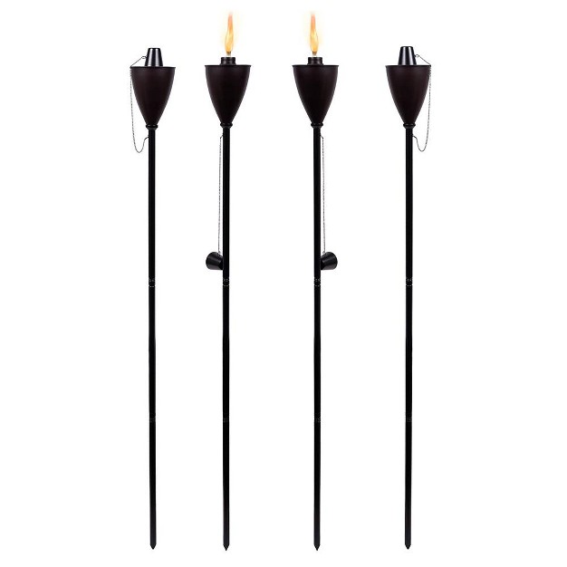 Birdrock Home 4 pack Outdoor Wide Conical Torches Oil Rubbed Bronze