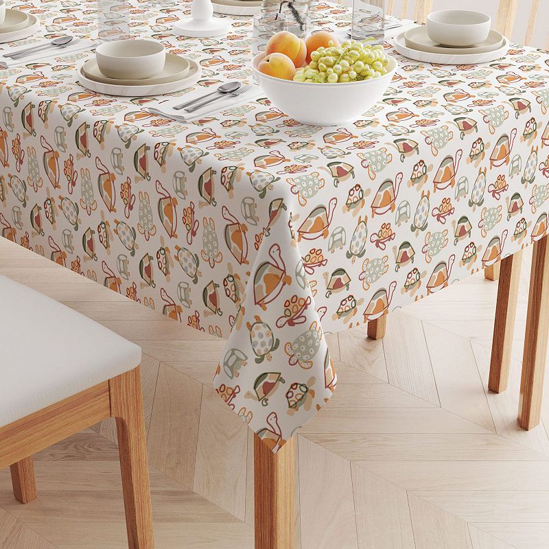 Square Tablecloth， 100% Polyester， 70x70， Doodle Turtles