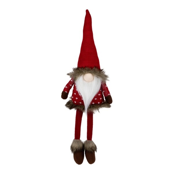 Sitting Plush Gnome with Dangling Legs Christmas Figure