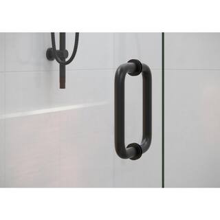 Glass Warehouse Illume 69.5 in. W x 78 in. H Wall Hinged Frameless Shower Door in Matte Black Finish with Clear Glass GW-WH-69.5-MB