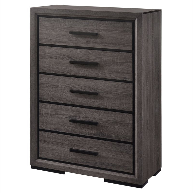 Furniture of America Drummond Contemporary Wood 5-Drawer Chest in Gray