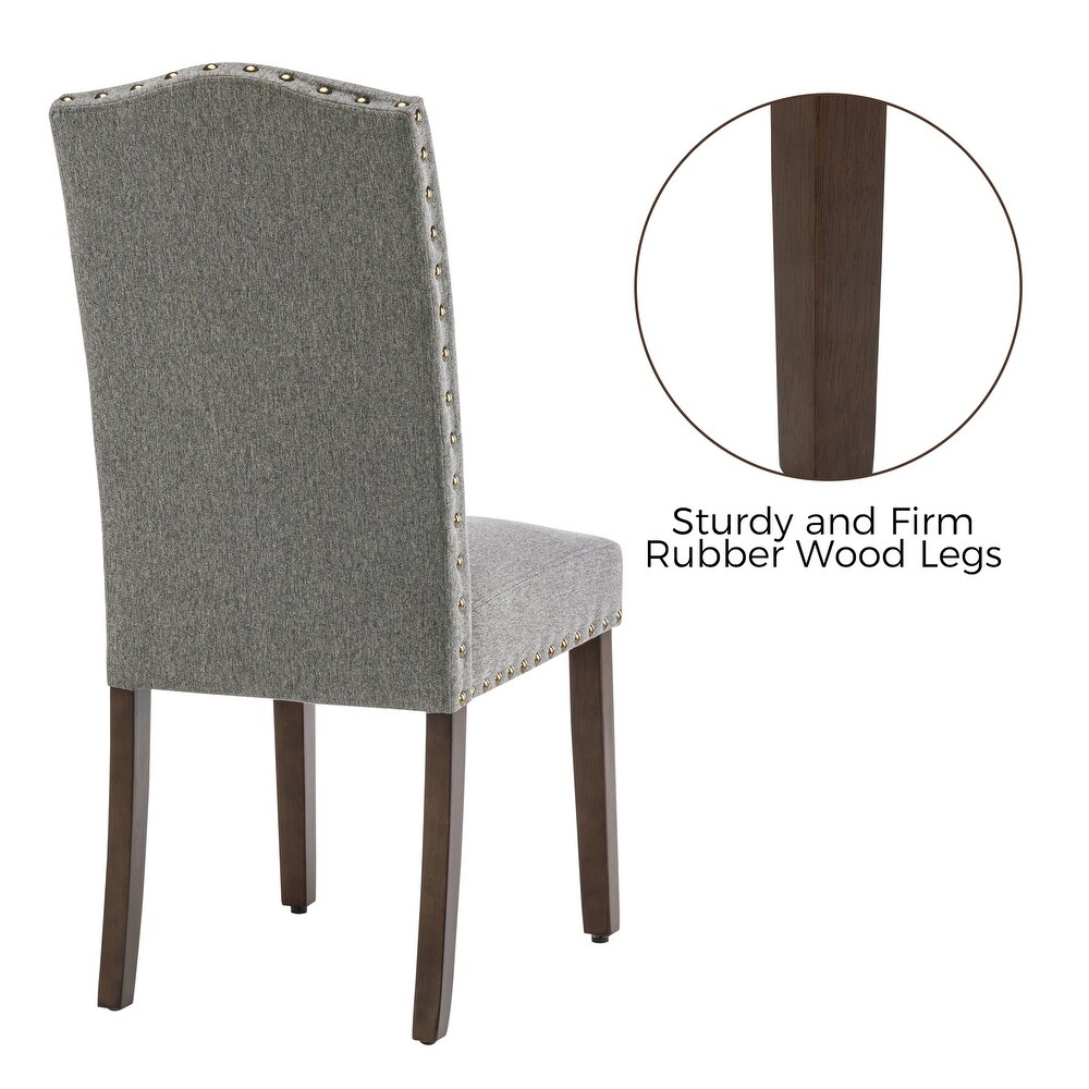 Fabric Upholstered Tufted Dining Chairs with Nailhead Trim Set of 4