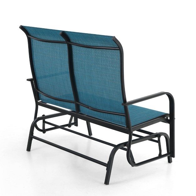 2 seat Patio Glider With Steel Frame Blue Captiva Designs