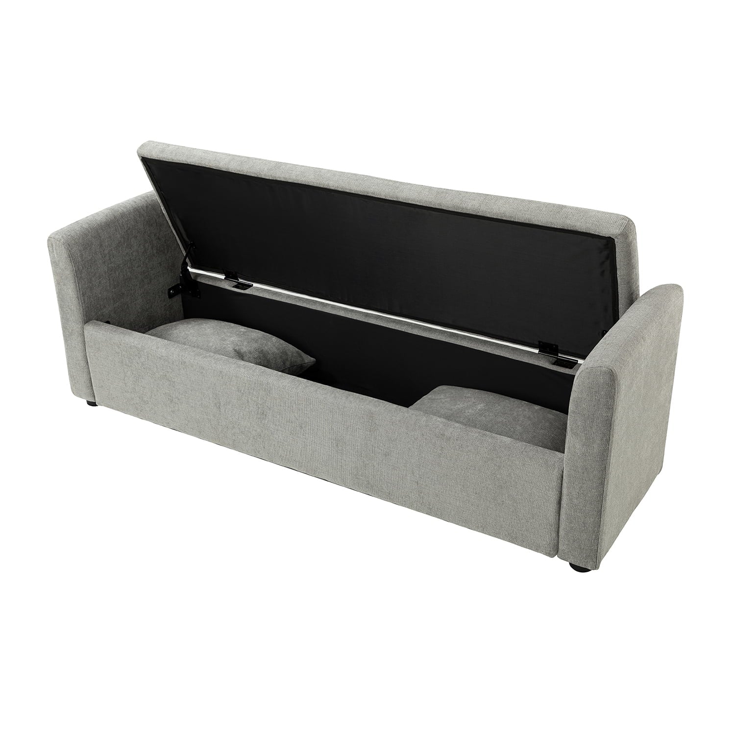 14 Karat Home Bedroom Bench, Upholstered Entryway Arm Bench with Storage Space, Grey