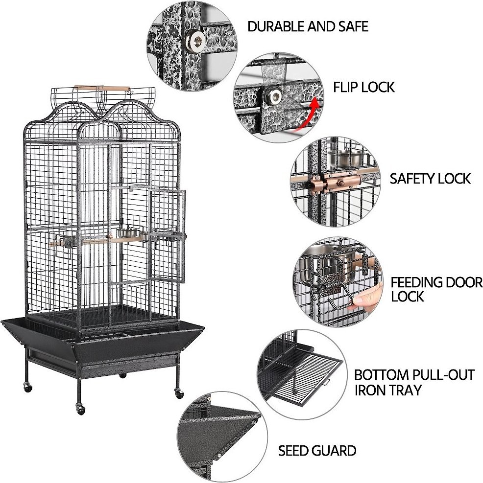 Yaheetech Open Playtop Bird Cage Cage， Hammered Black