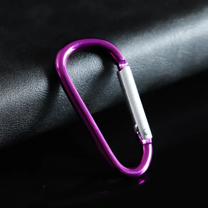 Wholesale 5  flat D Ring accept engraved laser printing silk custom logo aluminum metal steel keychain hook karabiner carabiner