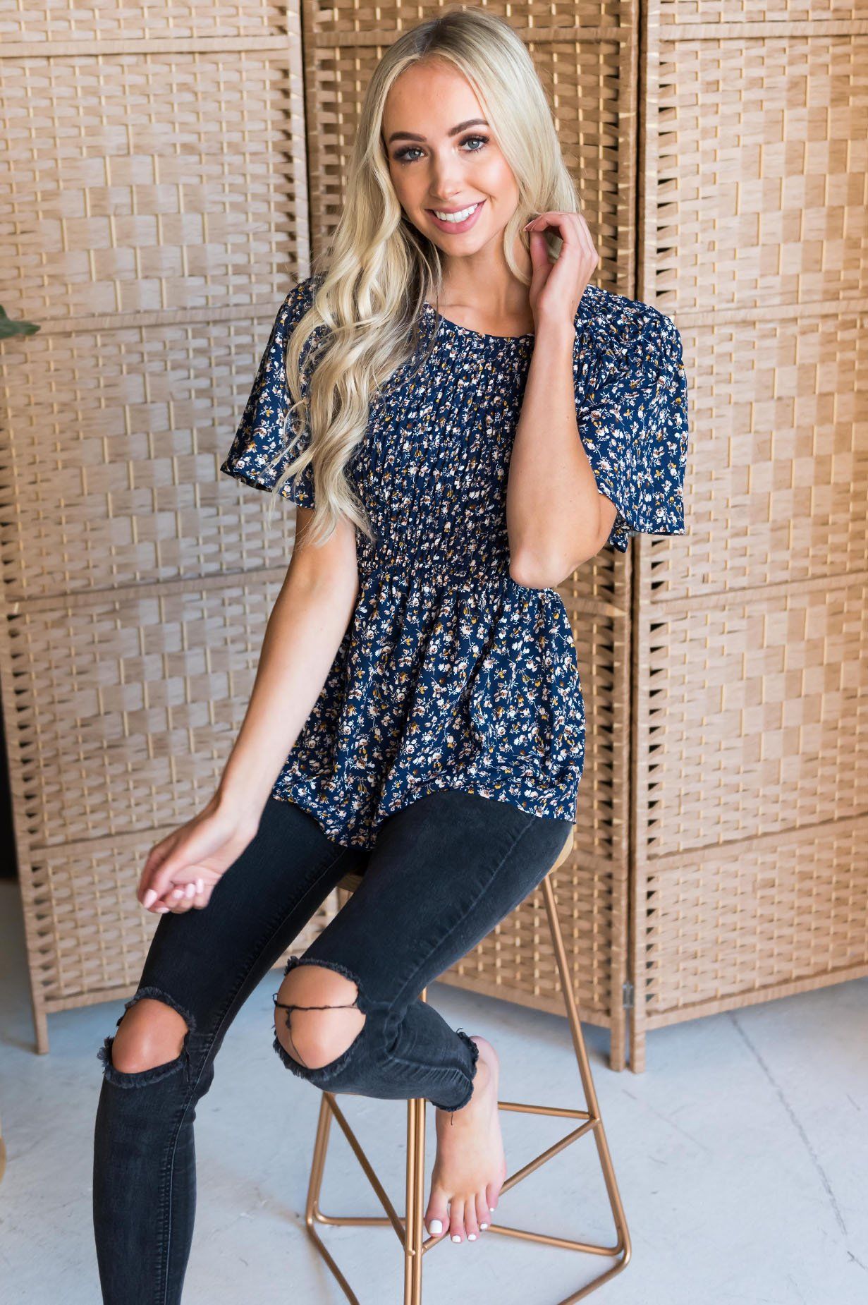 Midnight Blues Modest Blouse