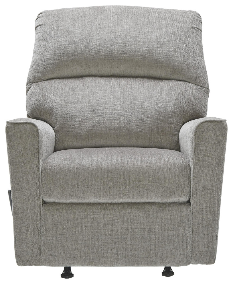 Benzara BM210739 Rocker Recliner With Track Armrests and Tufted Back  Gray   Transitional   Recliner Chairs   by VirVentures  Houzz