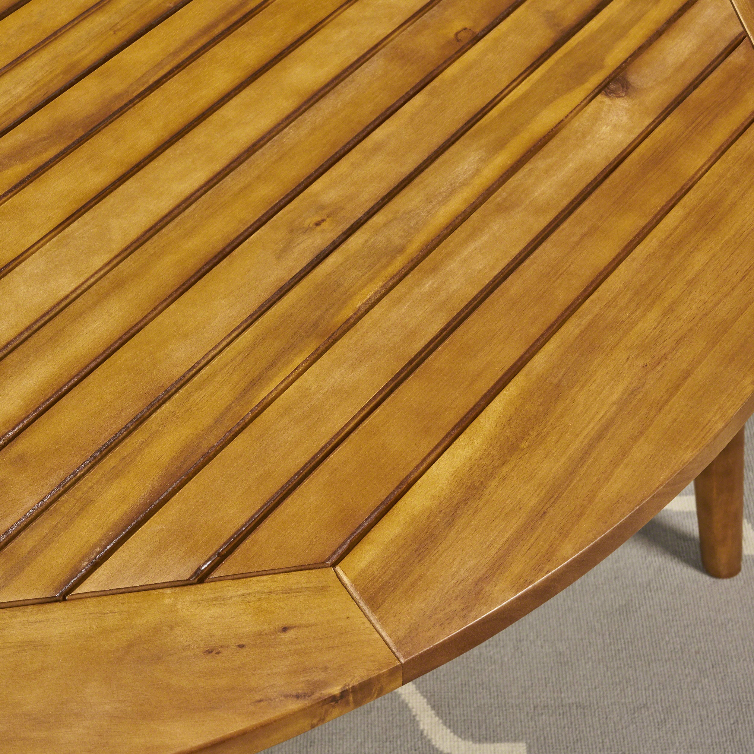 Nick Outdoor Acacia Wood Round Dining Table