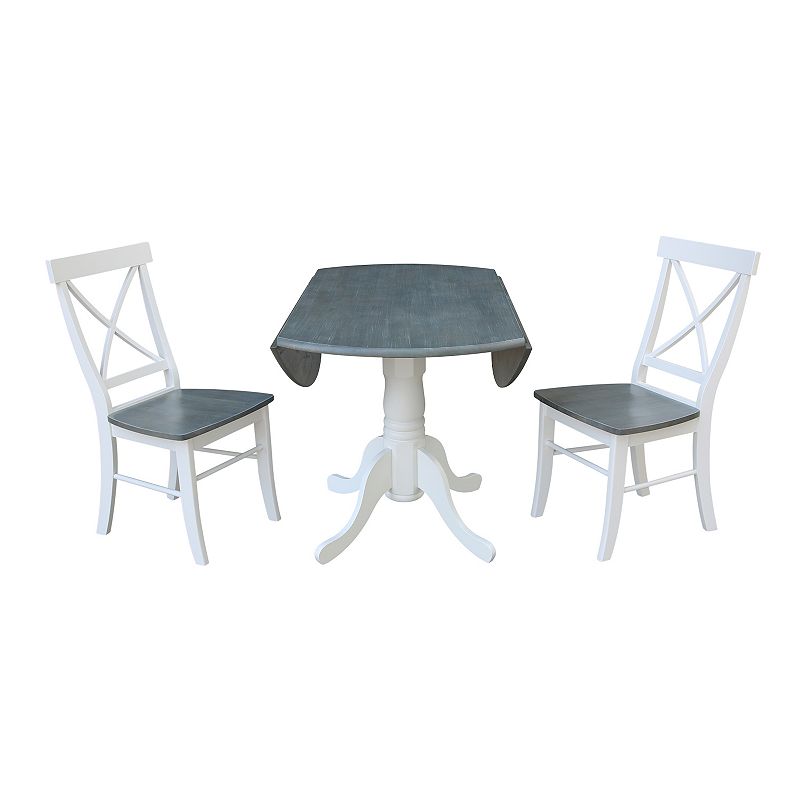 International Concepts Dual Drop Leaf Table with X-Back Chairs 3-pc. Dining Set