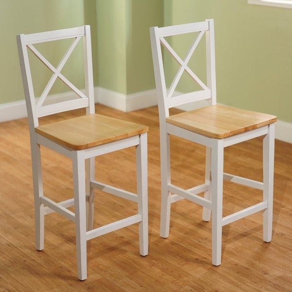 Bar Stool， White， Set of 2