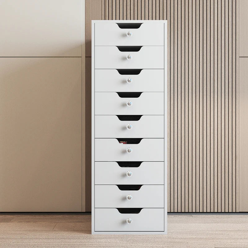 9-Drawer Makeup Vanity Storage Unit with Lights   VNT-9DrawerC-WHT