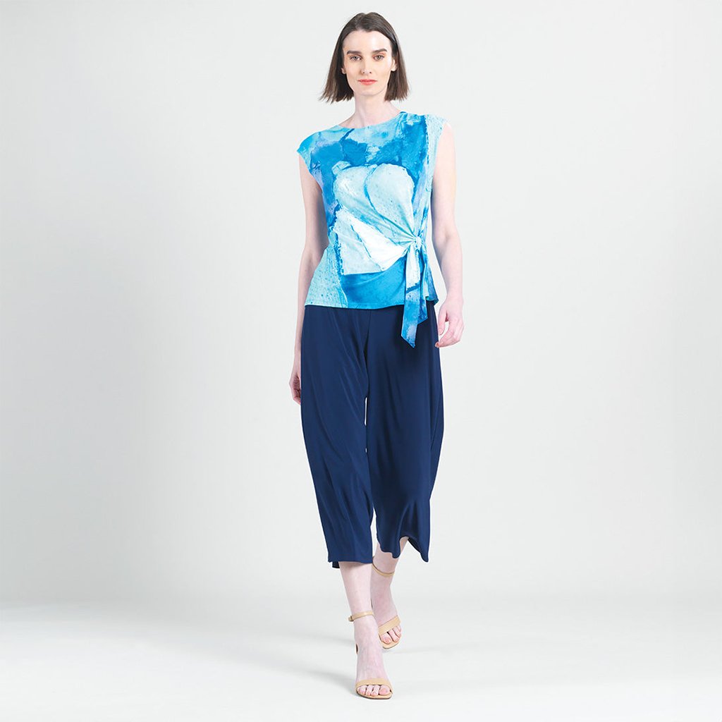 Clara Sunwoo  Cap Sleeve Side Tie Top in Water Splash - Assorted by size