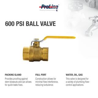 ProLine Series 1 in. x 1 in. Brass FIP Full Port Ball Valve 107-815HN