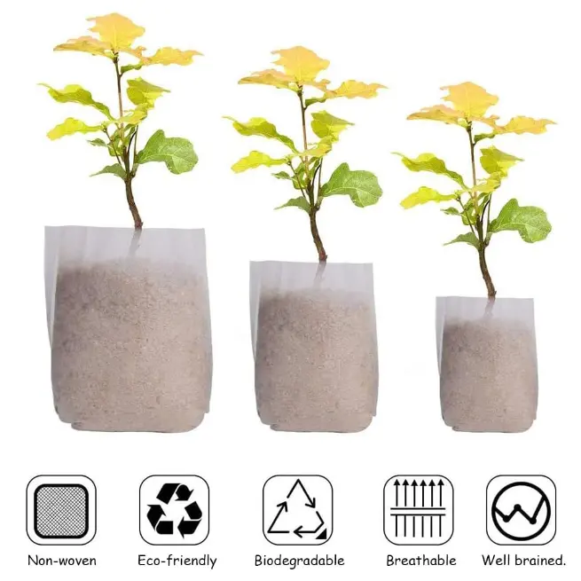 Non Woven Nursery Bags Solid Plants Grow Bags Seed Starter Bags Fabric Seedling Pots Plants Pouch For Home Garden Supply Plants