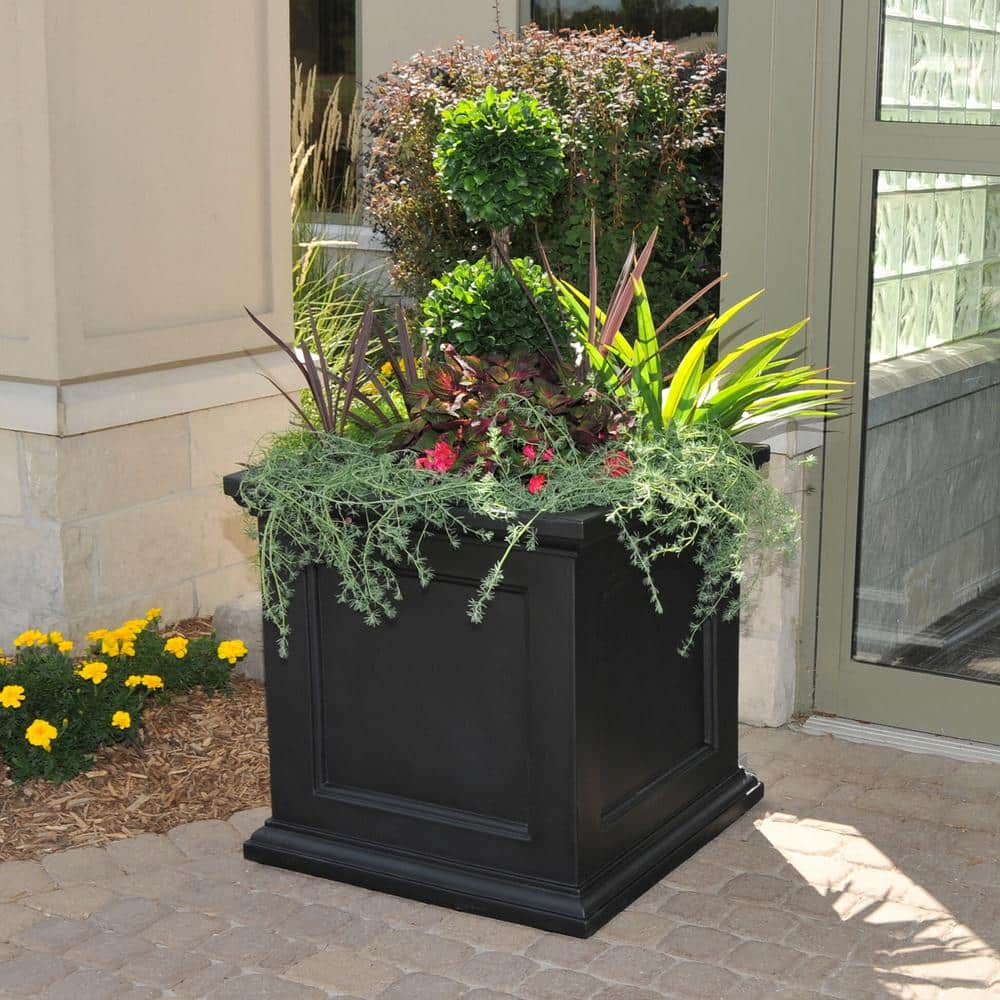 Mayne Fairfield 28 in. Square Black Polyethylene Planter 8800-B