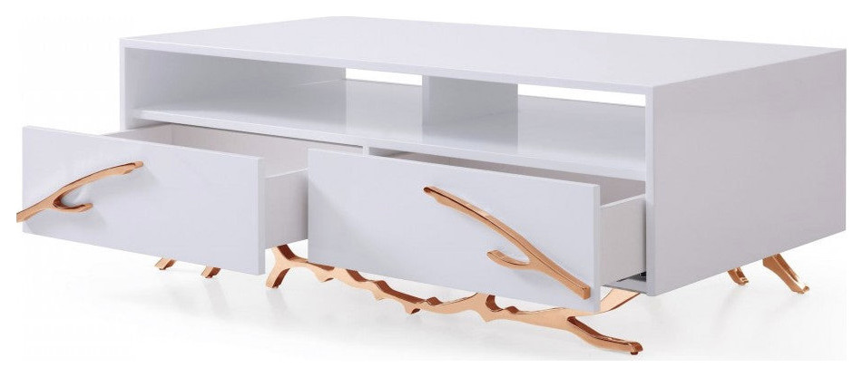 Spiro Modern White and Rose Gold Coffee Table   Contemporary   Coffee Tables   by V.S.D Furniture  Houzz