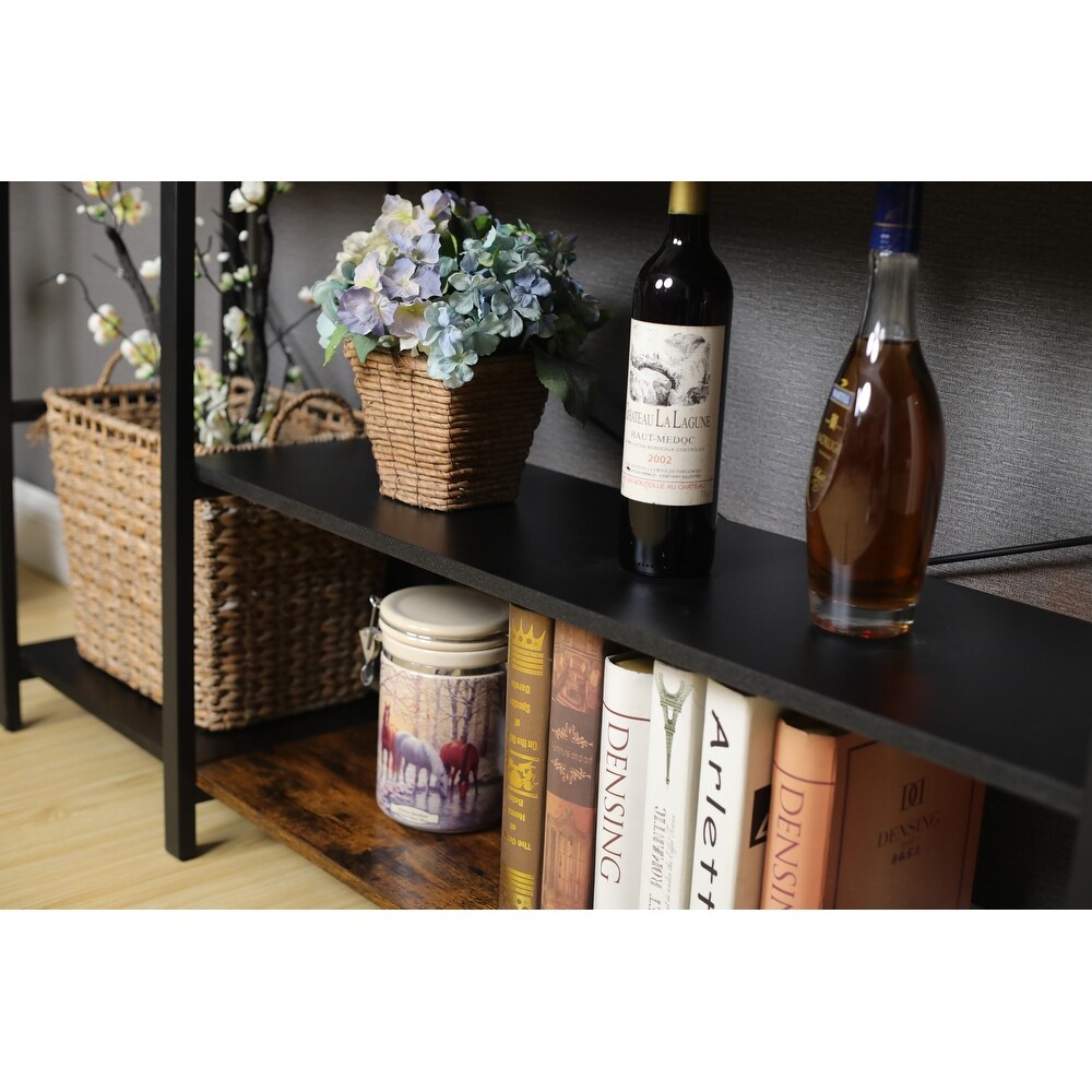 Rustic Brown Retro Black Linen Console Table  Easy Iron   MDF Assembly