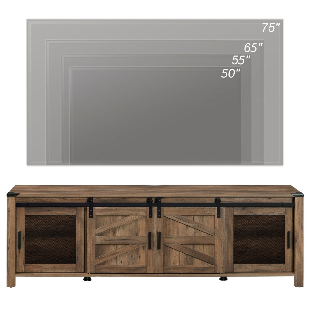 Sliding Barn Door TV Stand Cabinet  Entertainment Center for 75\