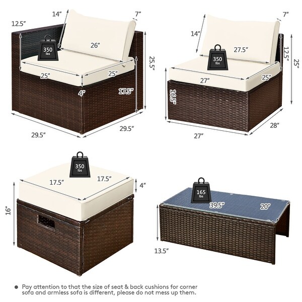 Costway 8PCS Patio Rattan Furniture Set SpaceSaving Storage Cushion