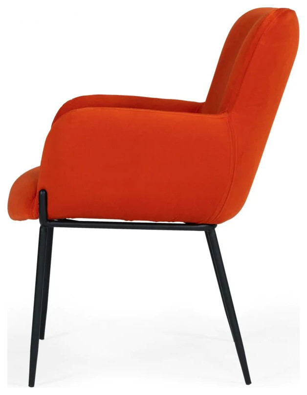 Gary Mid  Century Orange Velvet Dining Chair  Set of 2   Midcentury   Dining Chairs   by V.S.D Furniture  Houzz