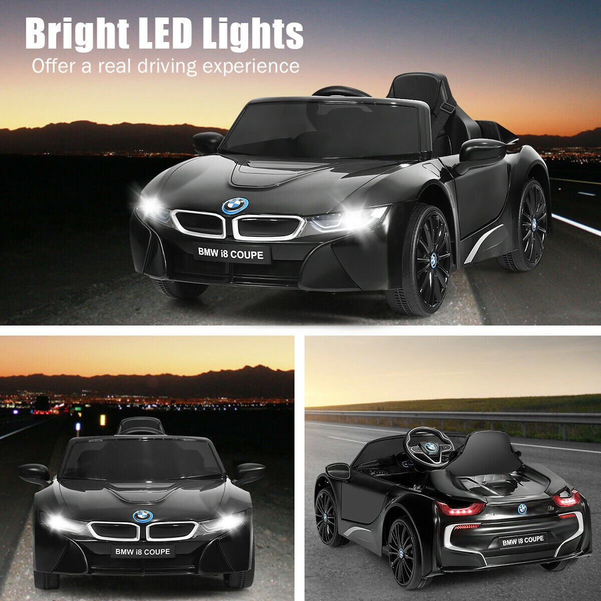 Costzon Ride on Car, Licensed BMW i8, 12V Battery Powered Electric Vehicle w/ 2 Motors, 2.4G Remote Control, 3 Speeds