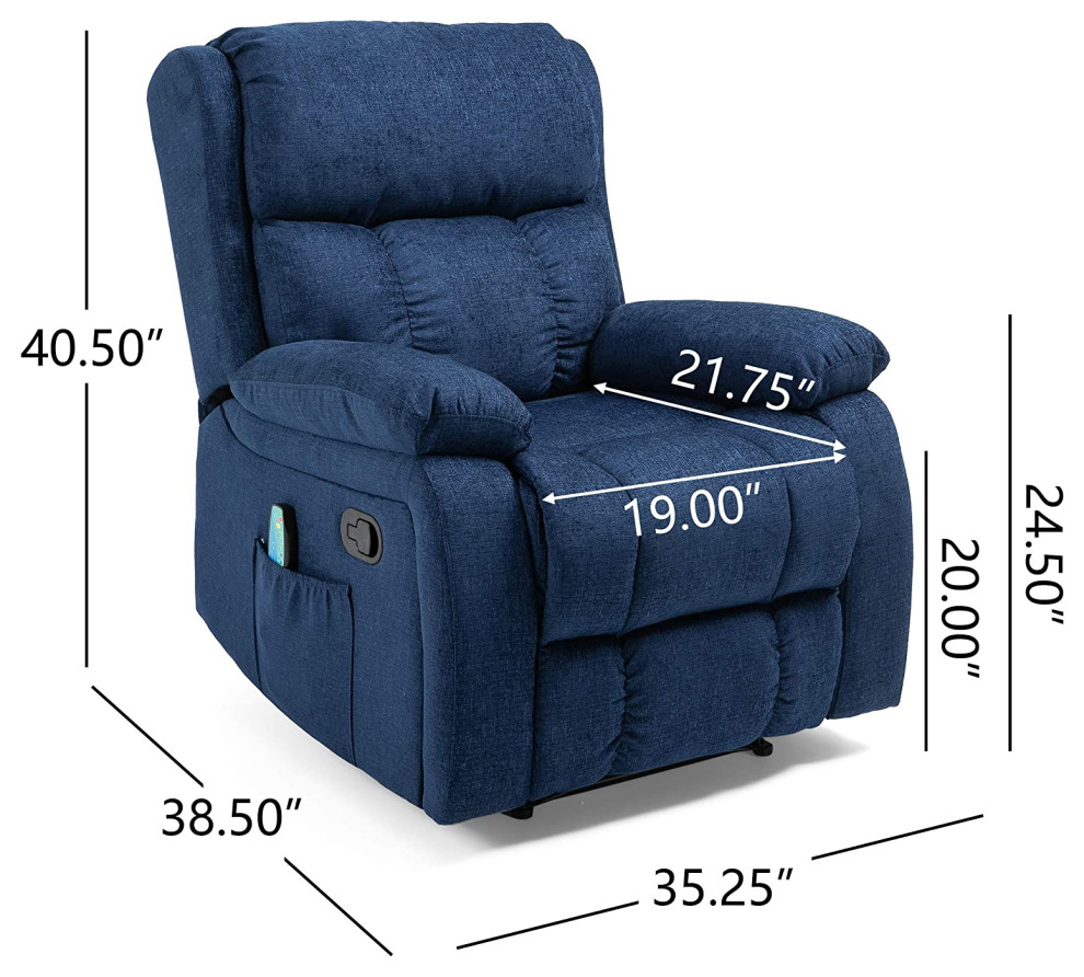 Contemporary Recliner Chair  Massage and Heat Functions With Remote Control   Transitional   Recliner Chairs   by Declusia  Houzz