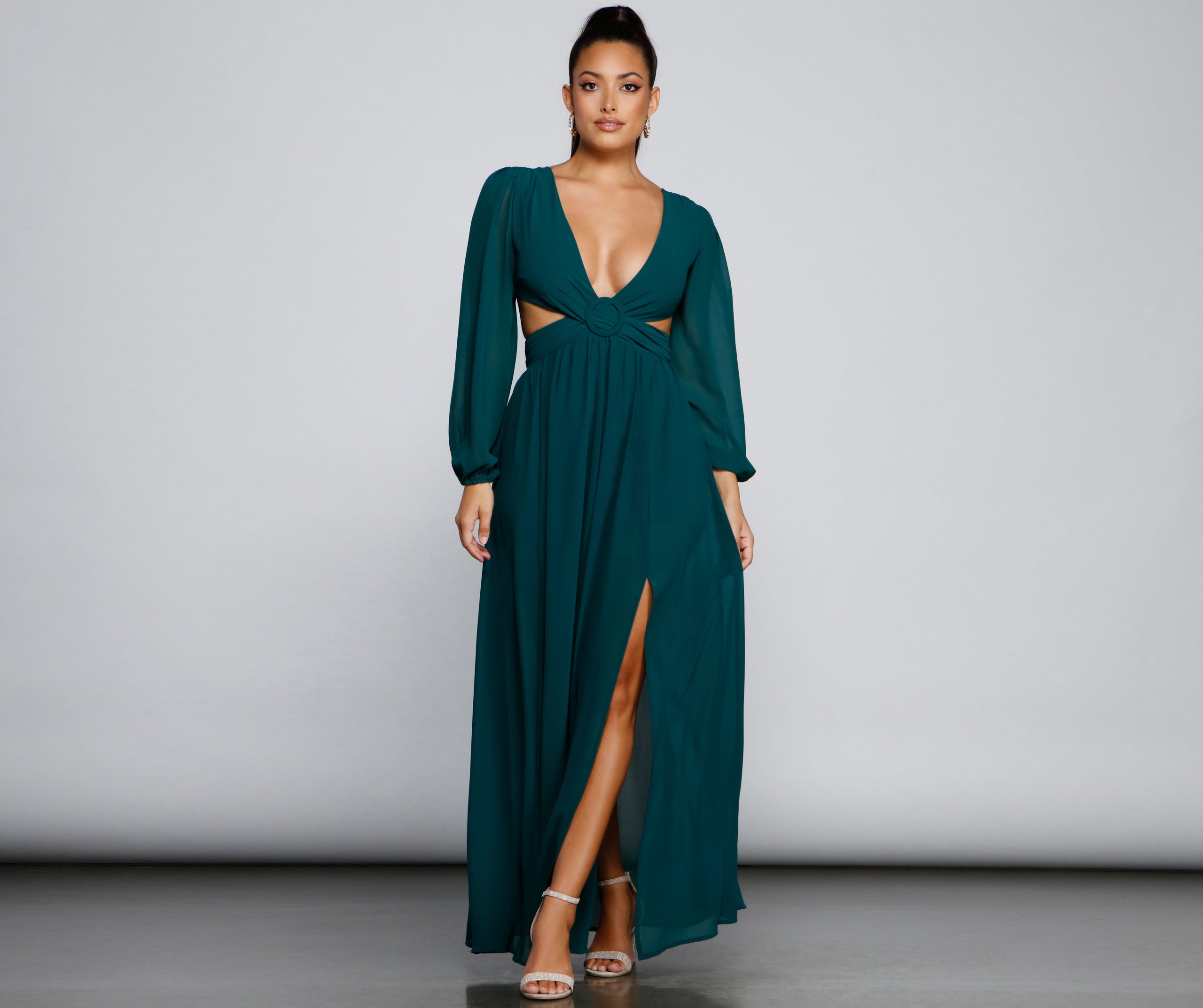 New Heights Chiffon Cutout Maxi Dress