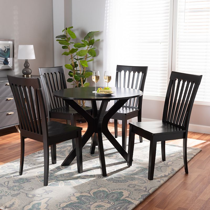 Baxton Studio Zora Dining Table and Chair 5-piece Set