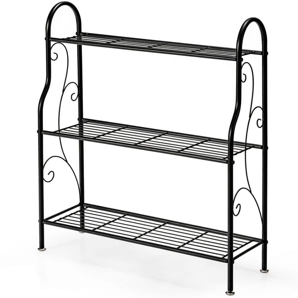 Gymax 3-Tier Metal Plant Stand Elegant Scrollwork Pattern Flower Display Shelf GYM05080