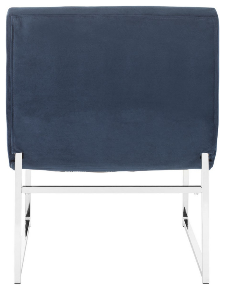 Dudley Velvet Tufted Accent Chair Navy   Contemporary   Armchairs And Accent Chairs   by Virgil Stanis Design  Houzz