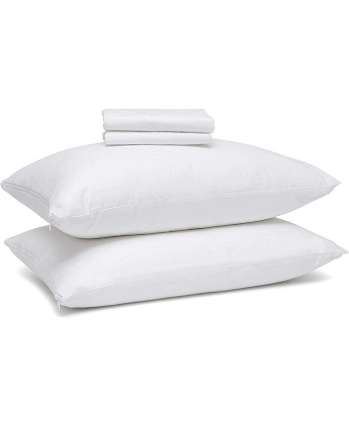 Micropuff Micro puff Zippered Microfiber Pillow Protectors 2 Pack Standard