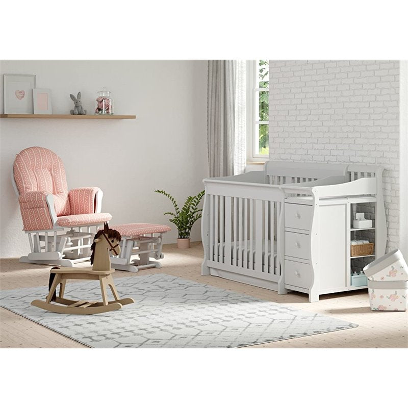 Bowery Hill Traditional Wood 4-in1 Crib & Changer Combo in White