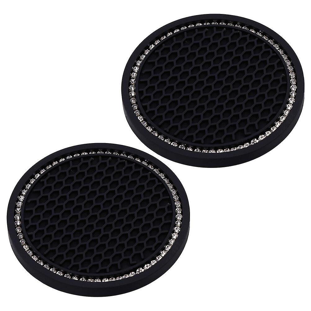 2pcs Bling Car Cup Coaster Universal Anti-slip Silicone Vehicle Cup Coasters