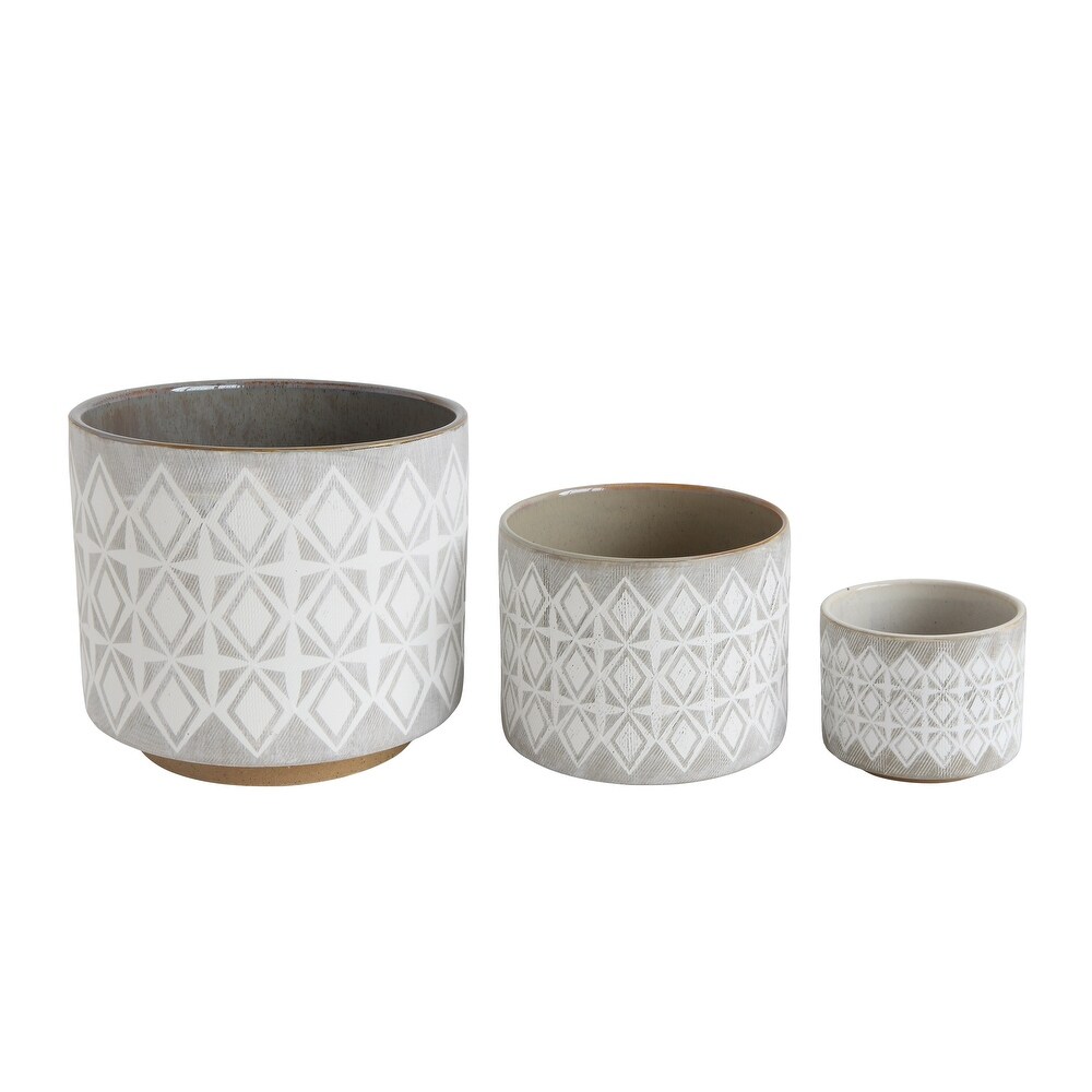 Grey   White Stoneware Pots (Set of 3 Sizes)