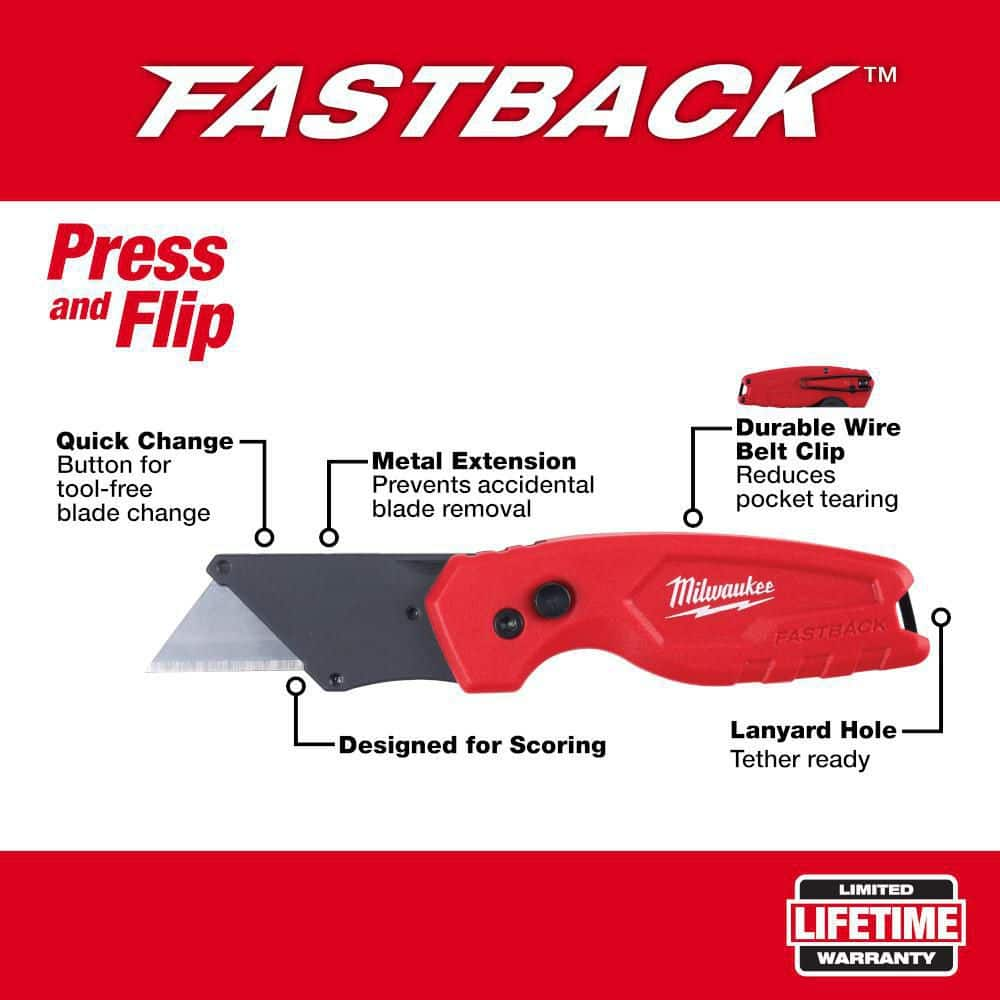 Milwaukee FASTBACK Compact Folding Utility Knife with General Purpose Blade 48-22-1500