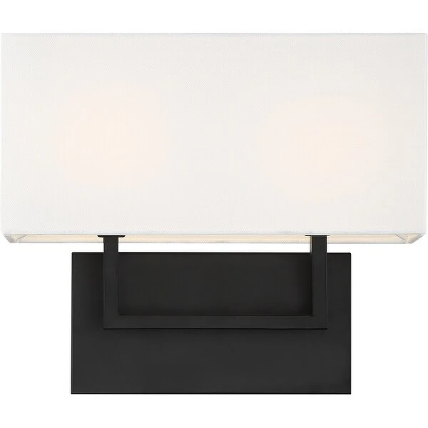 Tribeca 2 Light Vanity -with White Linen Shade Aged Bronze Finish