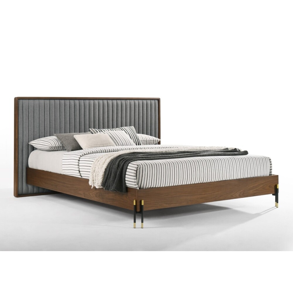 Nova Domus Metcalf Mid Century Walnut   Grey Bed