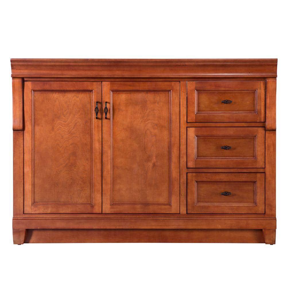 Home Decorators Collection Naples 48 in W Bath Vanity Cabinet Only in Warm Cinnamon with Right Hand Drawers