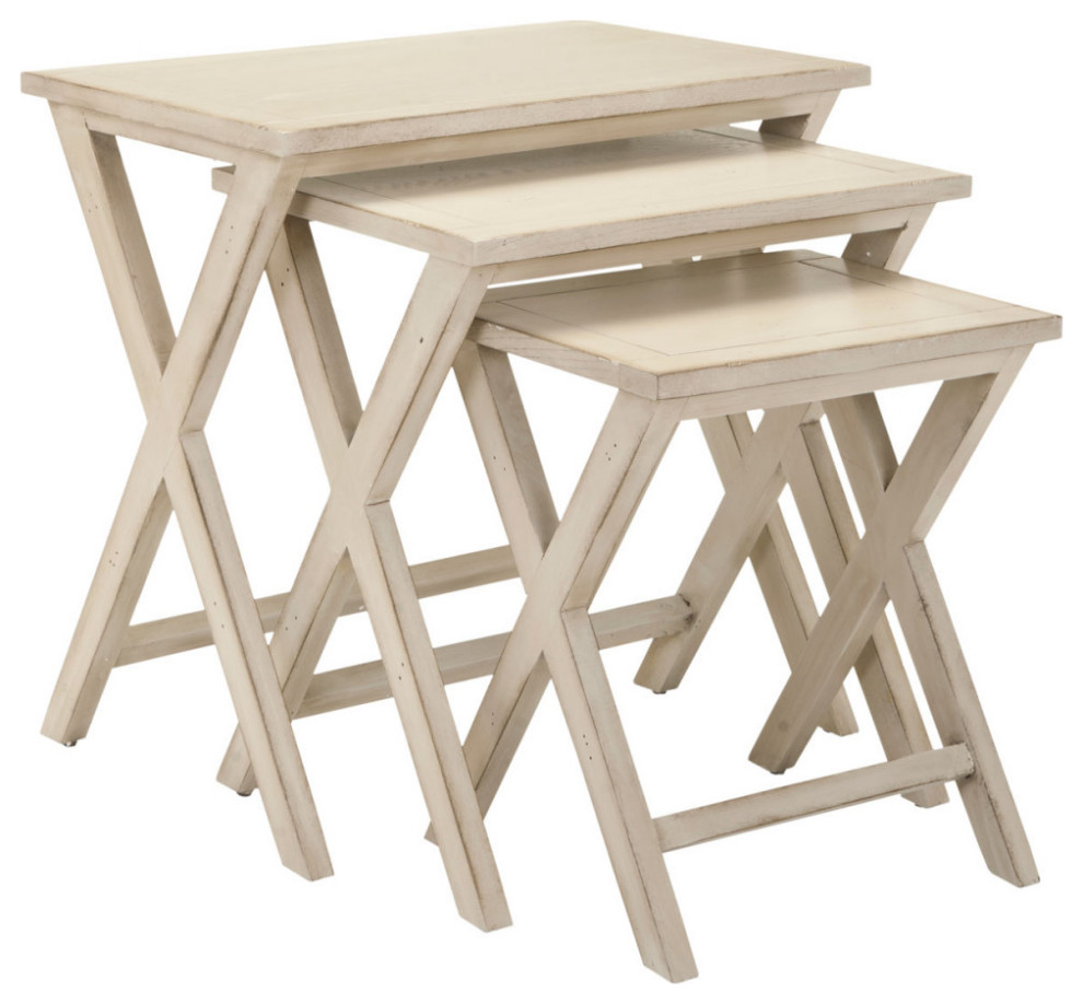 Beth Stacking Tray Tables White Birch   Farmhouse   Side Tables And End Tables   by Virgil Stanis Design  Houzz