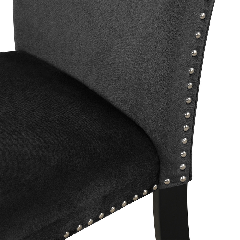 Velvet upholstered Chairs with Nailhead trimmed  Rubber Wood Legs